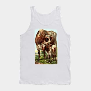 Cow with Calf Vintage Illustration Tank Top